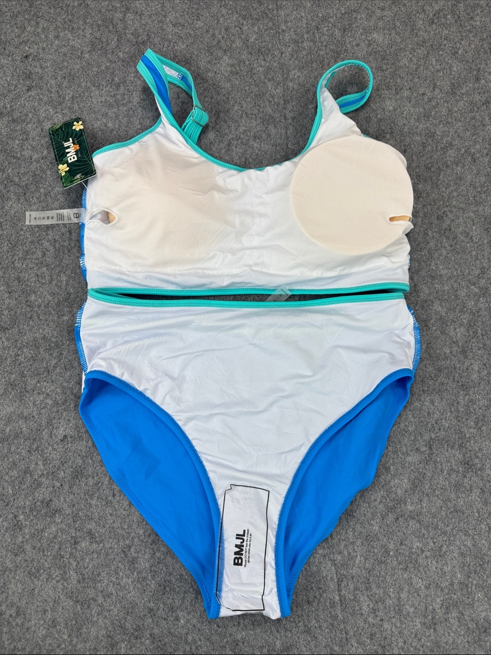 Blooming jelly High Waisted Sporty Two Piece Swimsuit Color Block High Cut - Picture 6 of 7